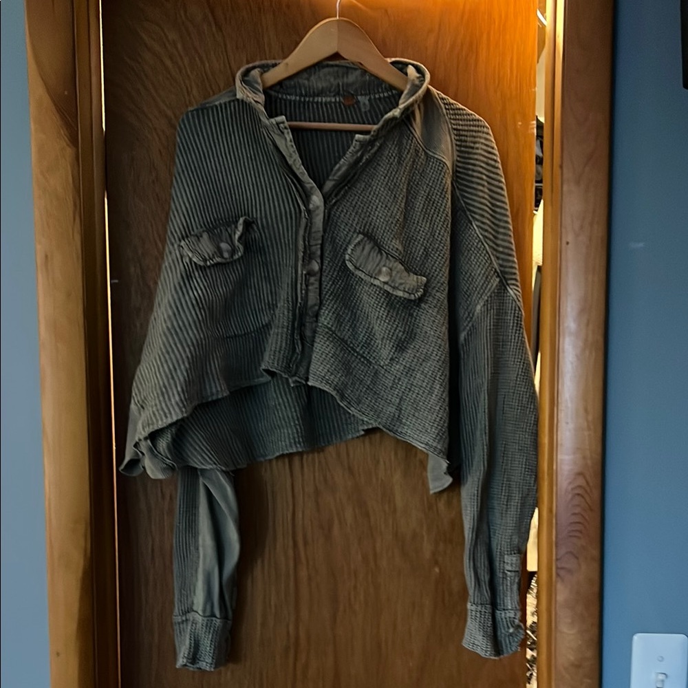 Cropped Free People Button-Up Shirt